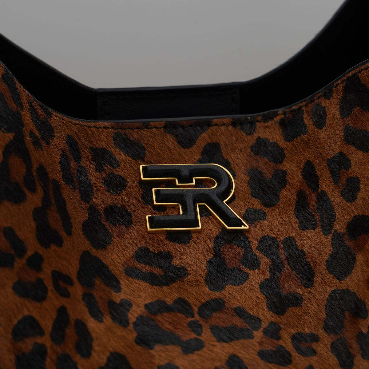 Borsa Ermanno Firenze by Ermanno Scervino Candy Large Tote 12402307 Leopard Animalier in Cavallino con Doppi Manici e Logo Metallico Oro