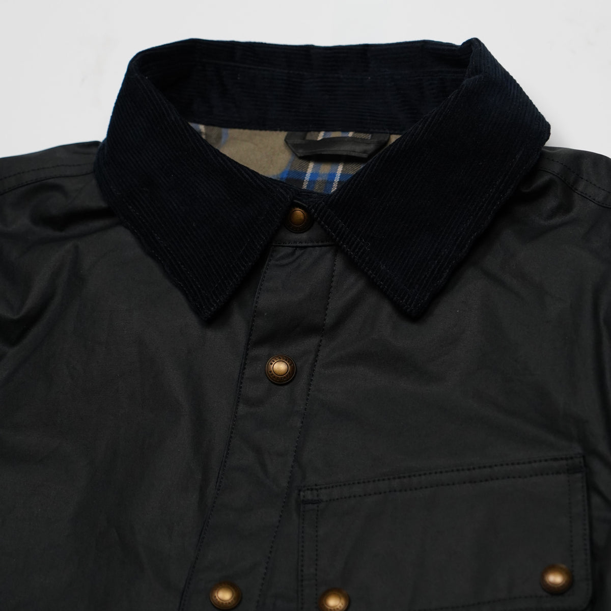 Giacca Belstaff Blu Navy in Cotone Cerato con Colletto in Velluto
