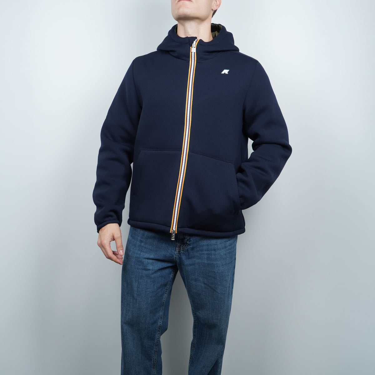 Giubbotto Kway Jack Spacer Nylon Double k8142yw D0C Blu Navy e Verde Militare