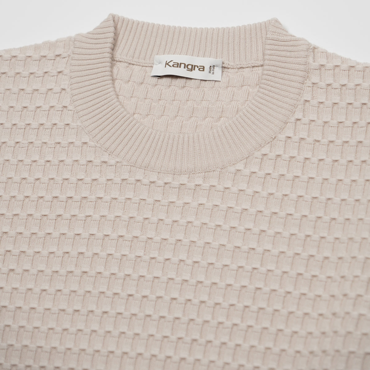 Maglione Girocollo Pluriball Kangra W7K4007-00701 Bianco Panna in Lana Merino Extrafine