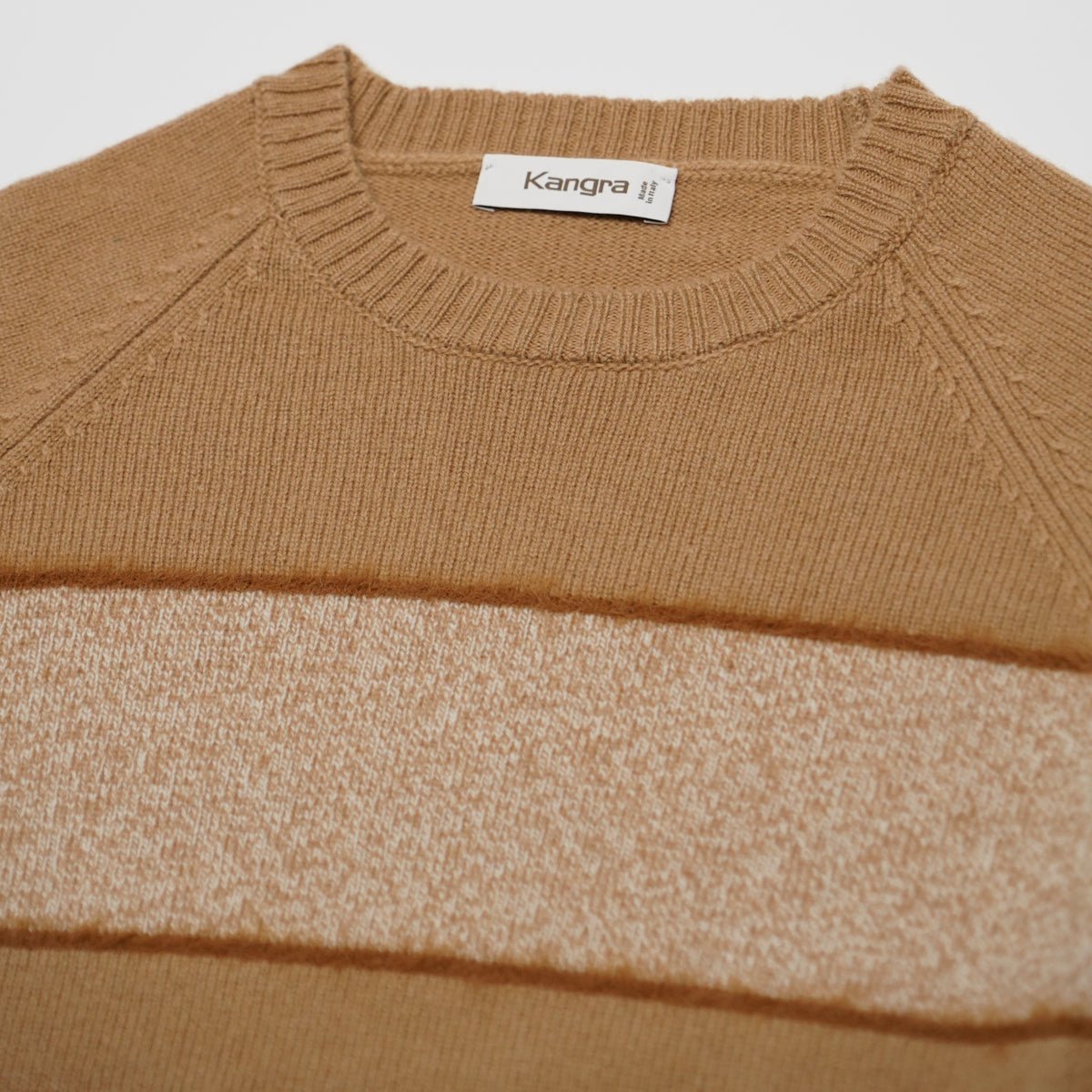 Maglione Girocollo Kangra 4675 a Righe Beige e Cammello