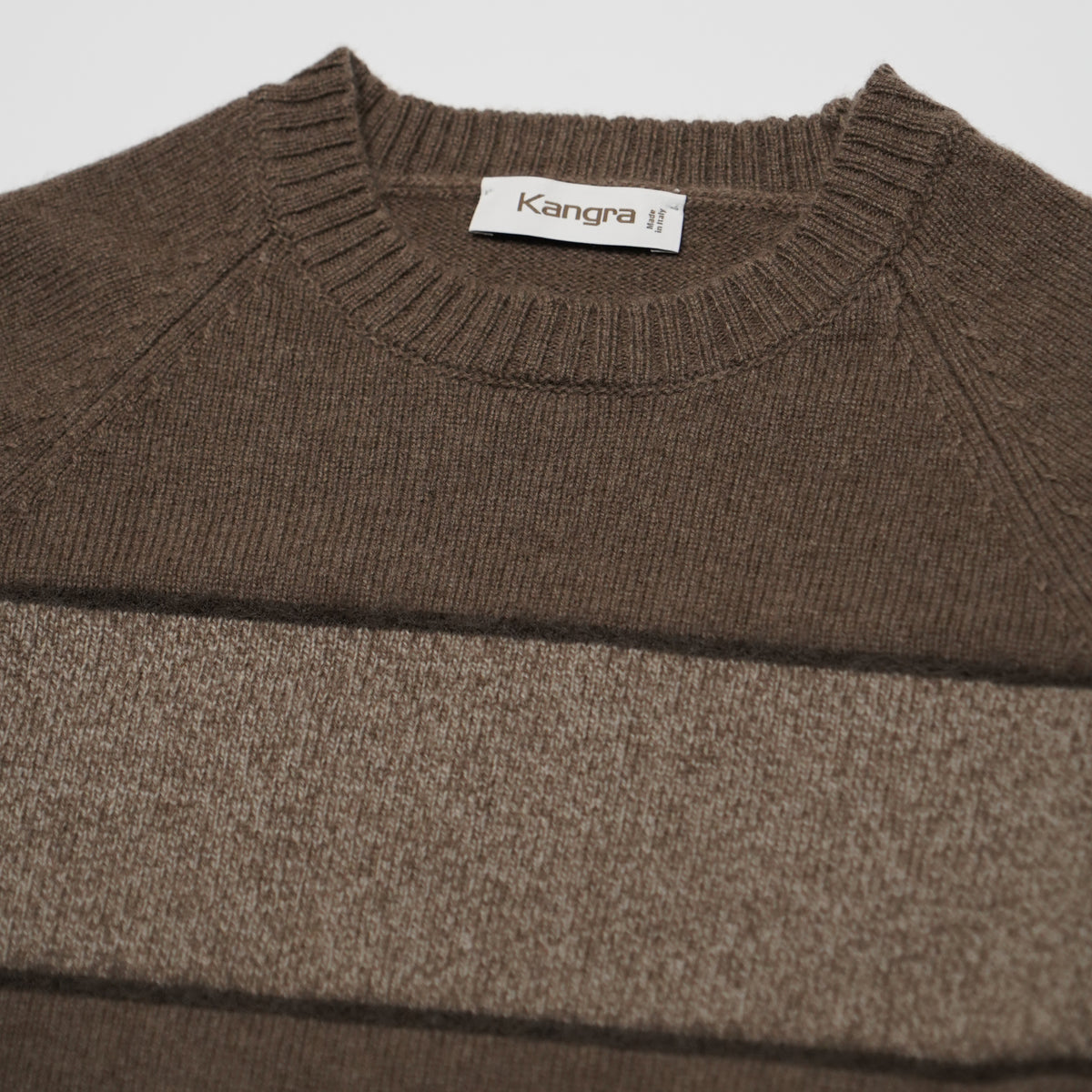 Maglione Girocollo Kangra 4675 a Righe Tortora e Marrone