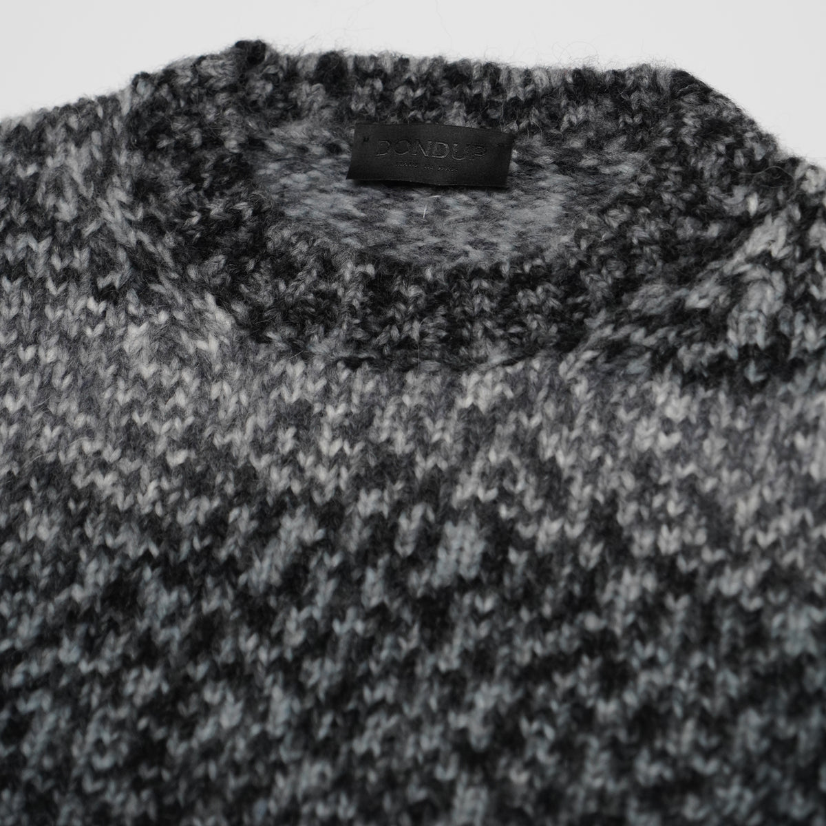 Maglione Girocollo Dondup M01037U 998 Grigio Antracite e Nero Mélange in Misto Lana e Alpaca con Fantasia Sfumata e Maniche Lunghe