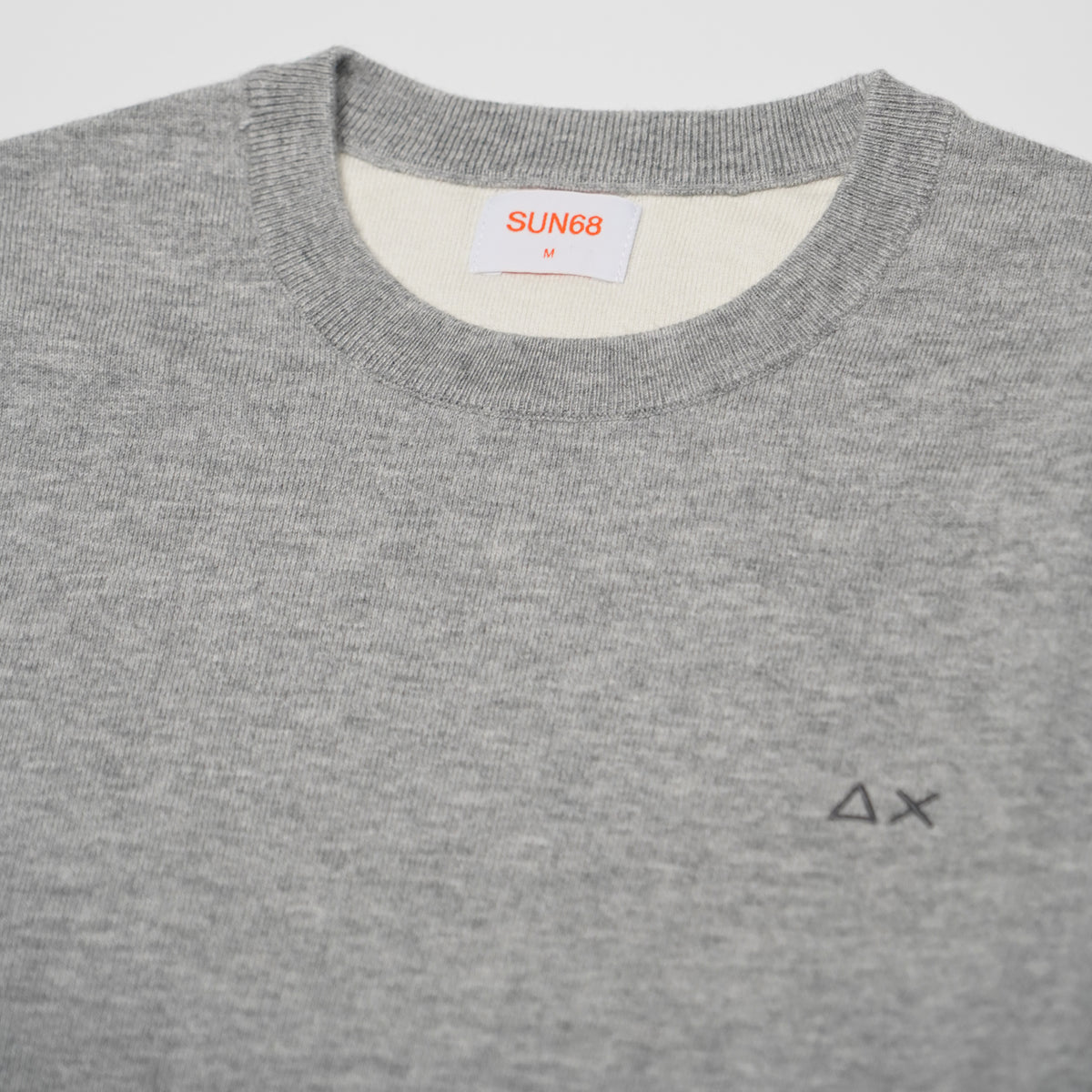 Maglione Girocollo SUN68 Sweater Elbow Contrast K46160-06 Grigio Chiaro in Lana e Cotone