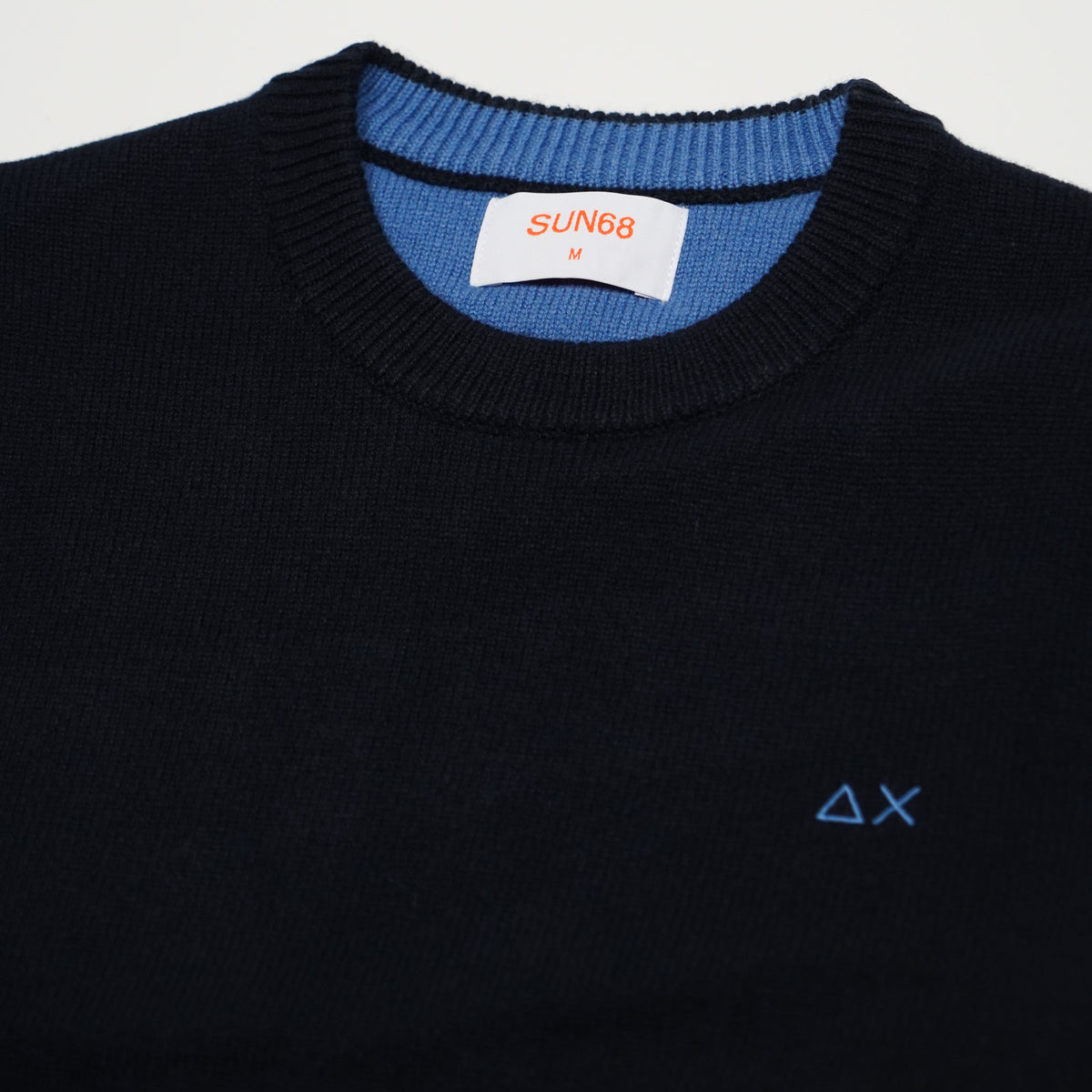 Maglione Girocollo SUN68 Sweater Warm Wool K46112-07 Navy Blue in Lana e Cashmere