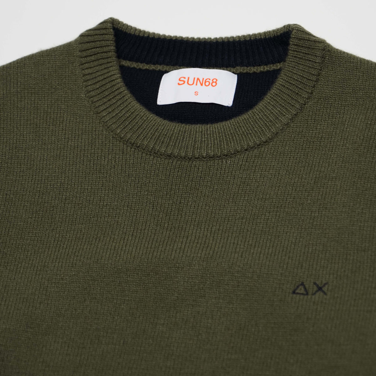 Maglione Girocollo SUN68 Sweater Warm Wool K46112-74 Verde Militare Scuro in Lana e Cashmere