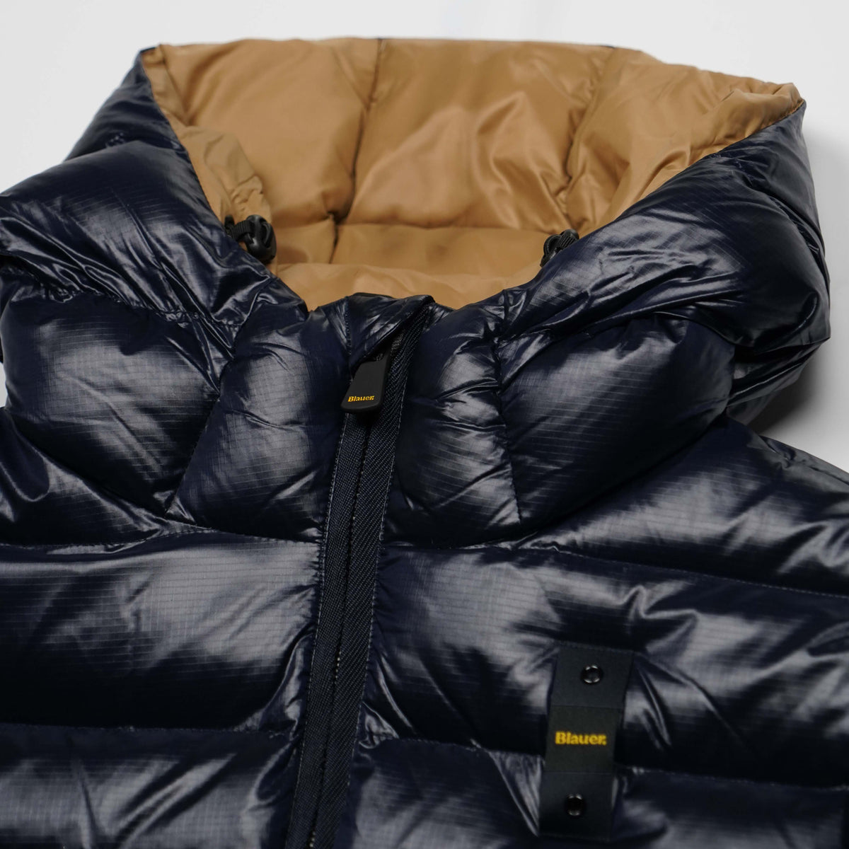 Piumino Blauer Adams Blu Navy Lucido con Cappuccio