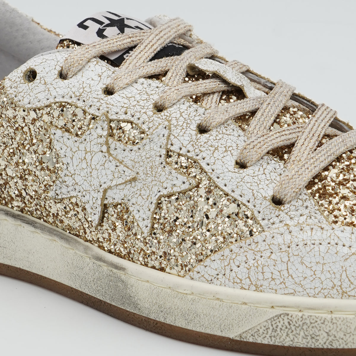 Sneakers 2Star 5235 Glitter Oro e Bianco con Stelle