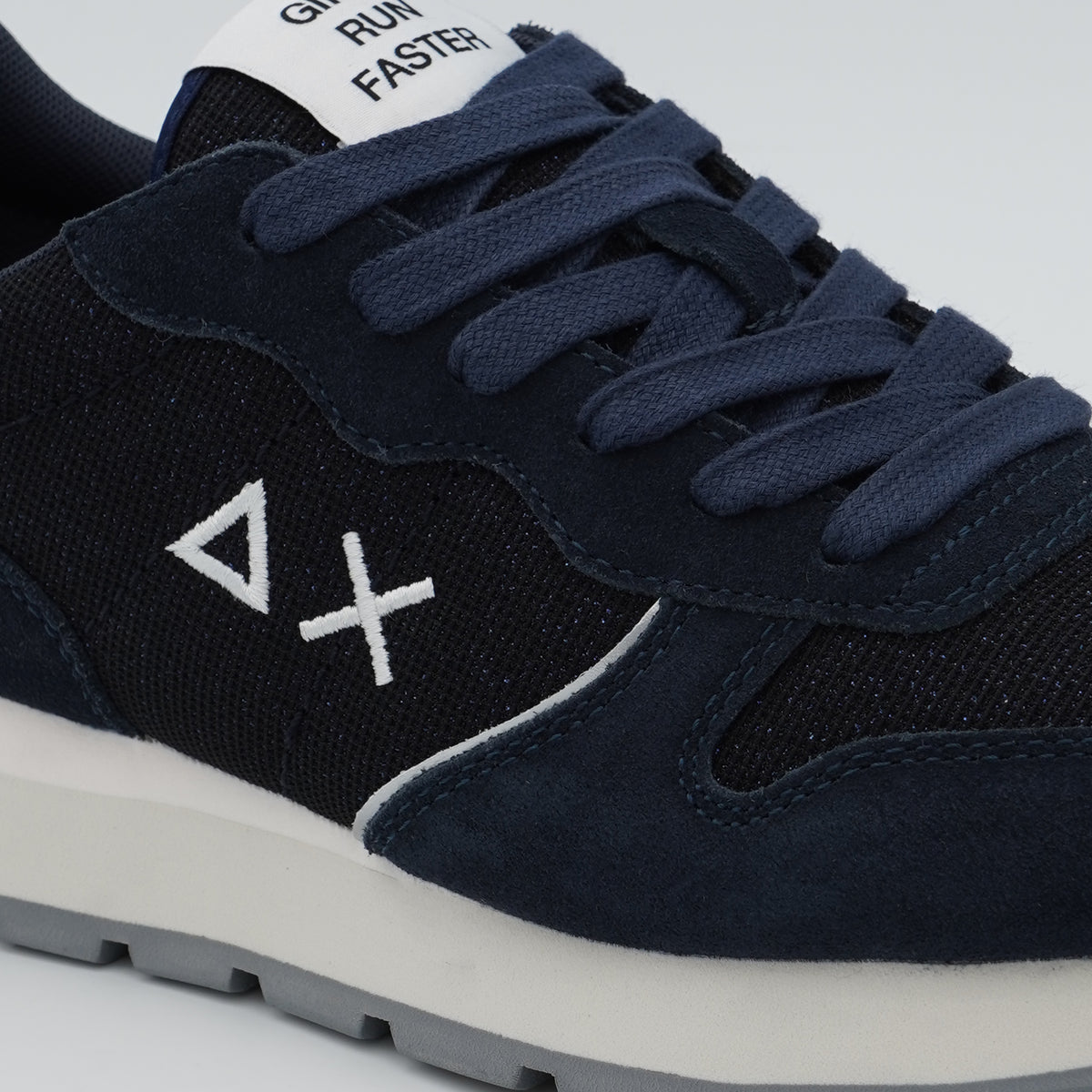Sneakers SUN68 Ally Glitter Textile Z46204 07 Blu Navy in Suede e Lurex con Logo Ricamato e Suola Running in EVA