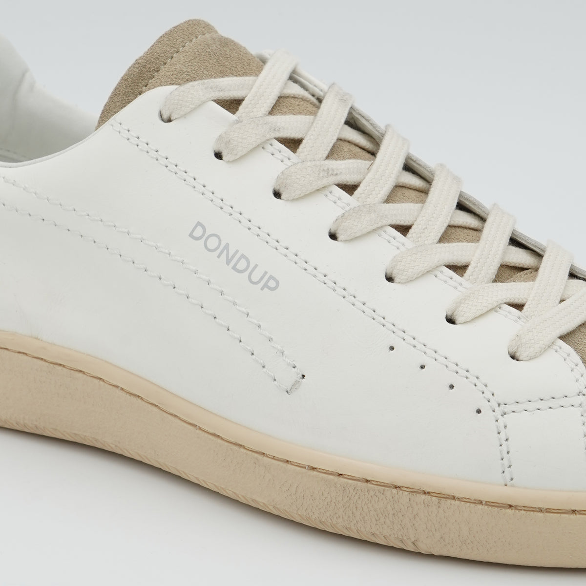 Sneakers Dondup PL0694U003 Bianche con Dettagli Beige