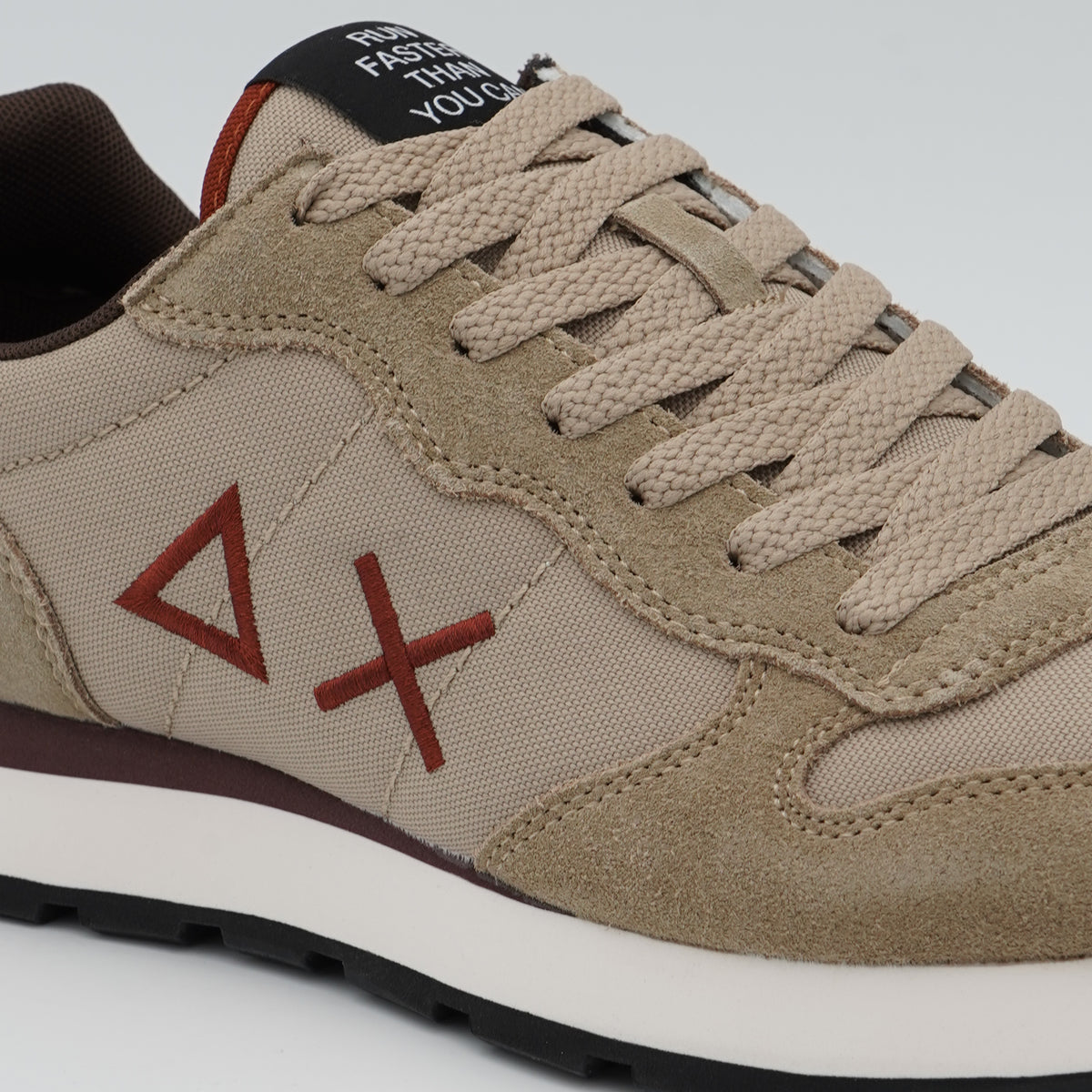Sneakers SUN68 Tom Solid Z46101 77 Beige Scuro in Nylon e Suede con Logo Ricamato e Suola EVA