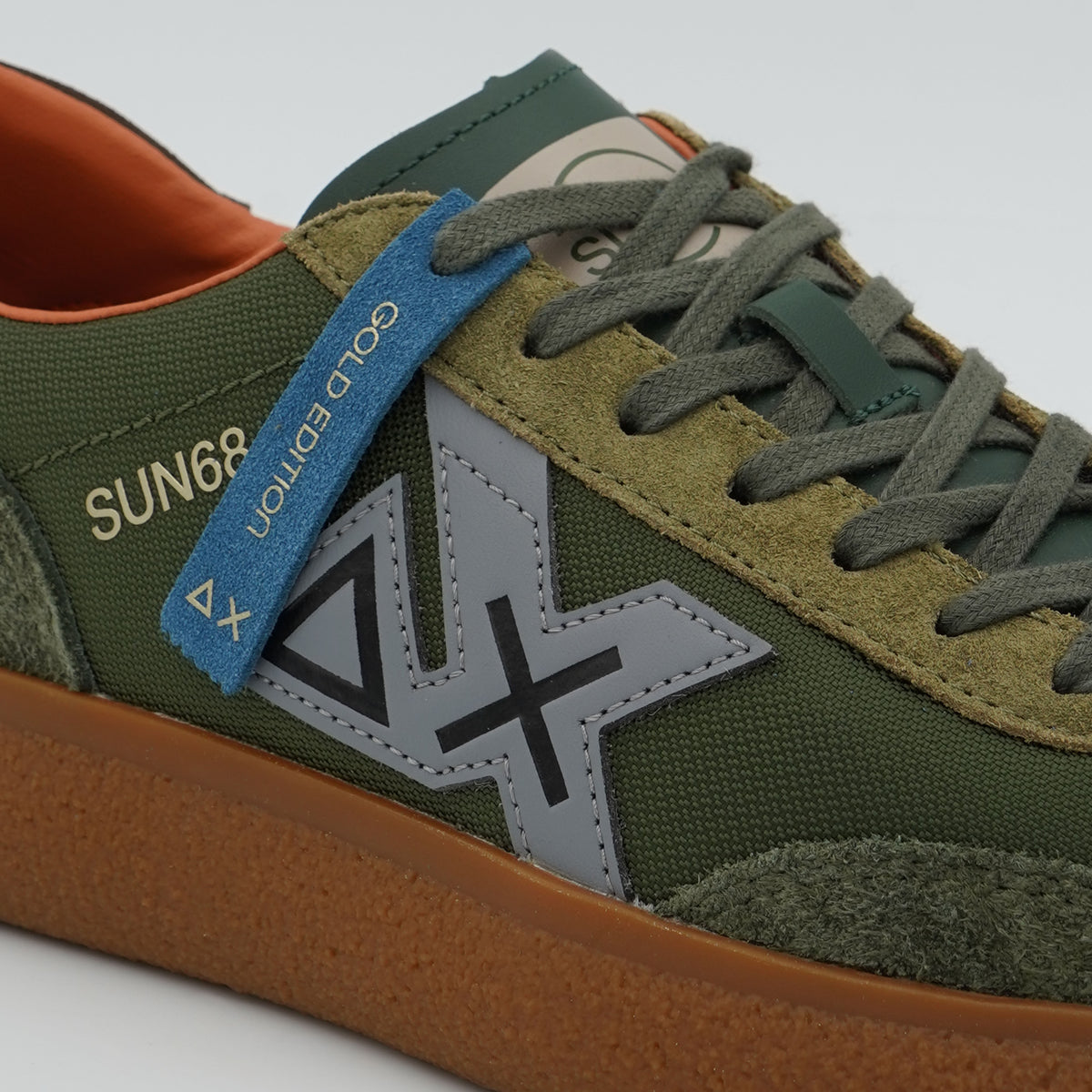 Sneakers SUN68 Luis Nylon Z46157 74 Militare Scuro in Nylon, Suede ed Ecopelle con Suola Gum