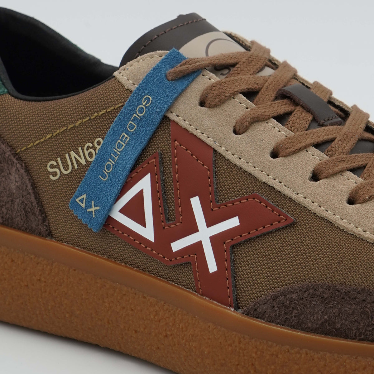 Sneakers SUN68 Luis Nylon Z46157 93 Volpe Marrone in Nylon, Suede ed Ecopelle con Suola Gum