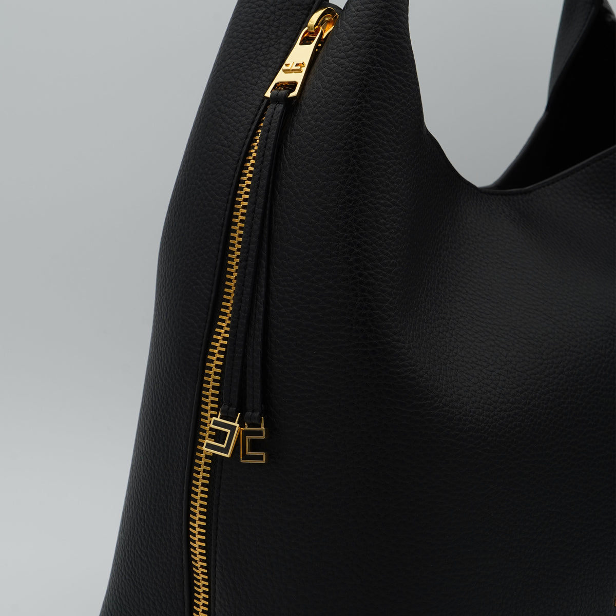Borsa a Spalla Elisabetta Franchi BS23A66E2 Nera con Logo Oro