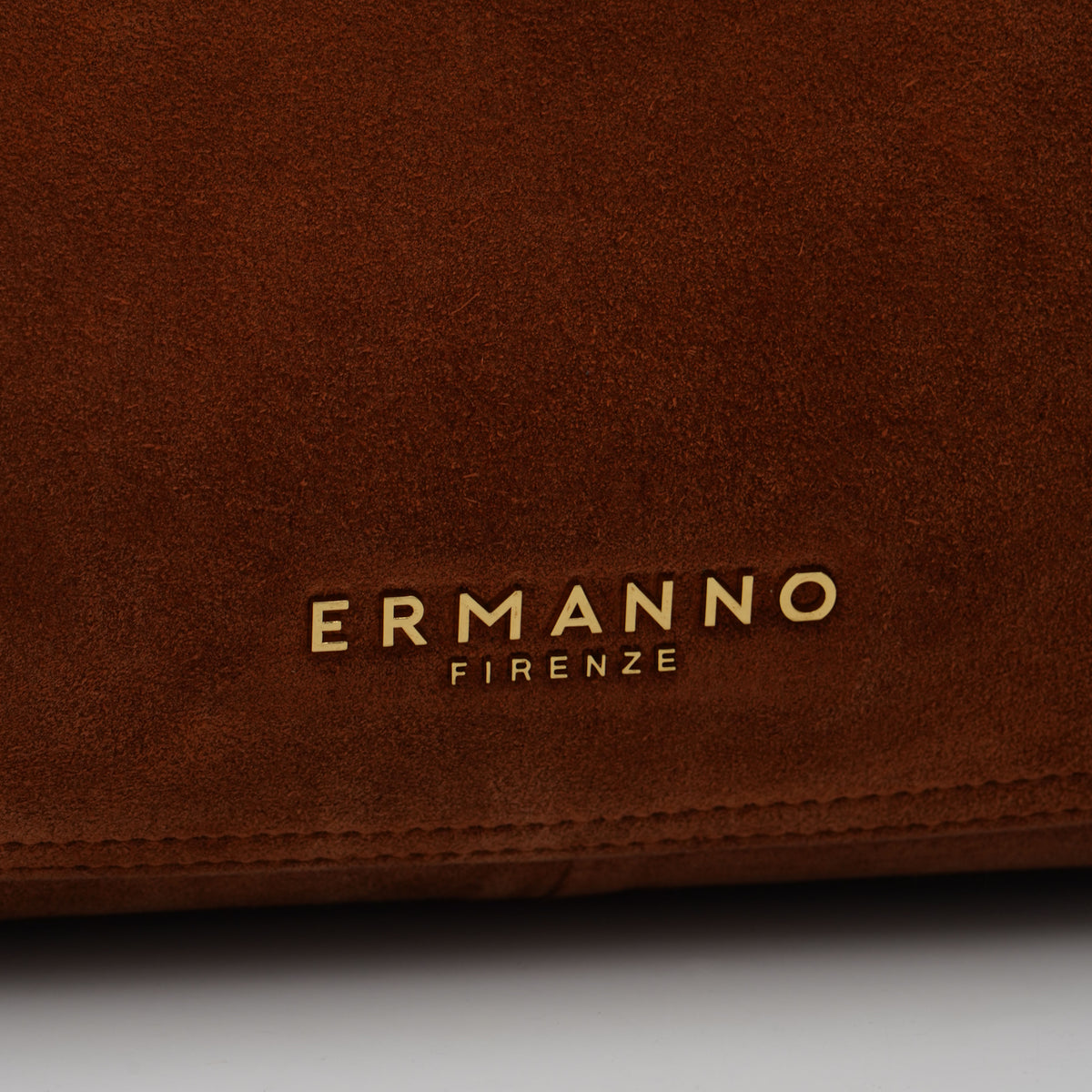 Borsa Ermanno Firenze by Ermanno Scervino Candy Large Tote Suede 12402304 Marrone Cammello in Camoscio con Doppi Manici e Logo Dorato