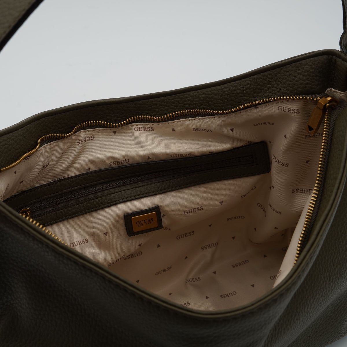 Borsa a Spalla Guess Camden Medium HWBB9308180 Olive Verde Oliva con Logo G Dorato