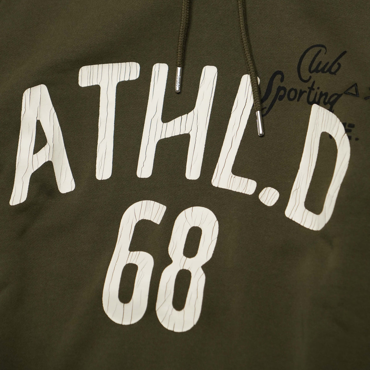 Felpa SUN68 Printed Basic Fleece F46110-74 Verde Militare Scuro con Cappuccio