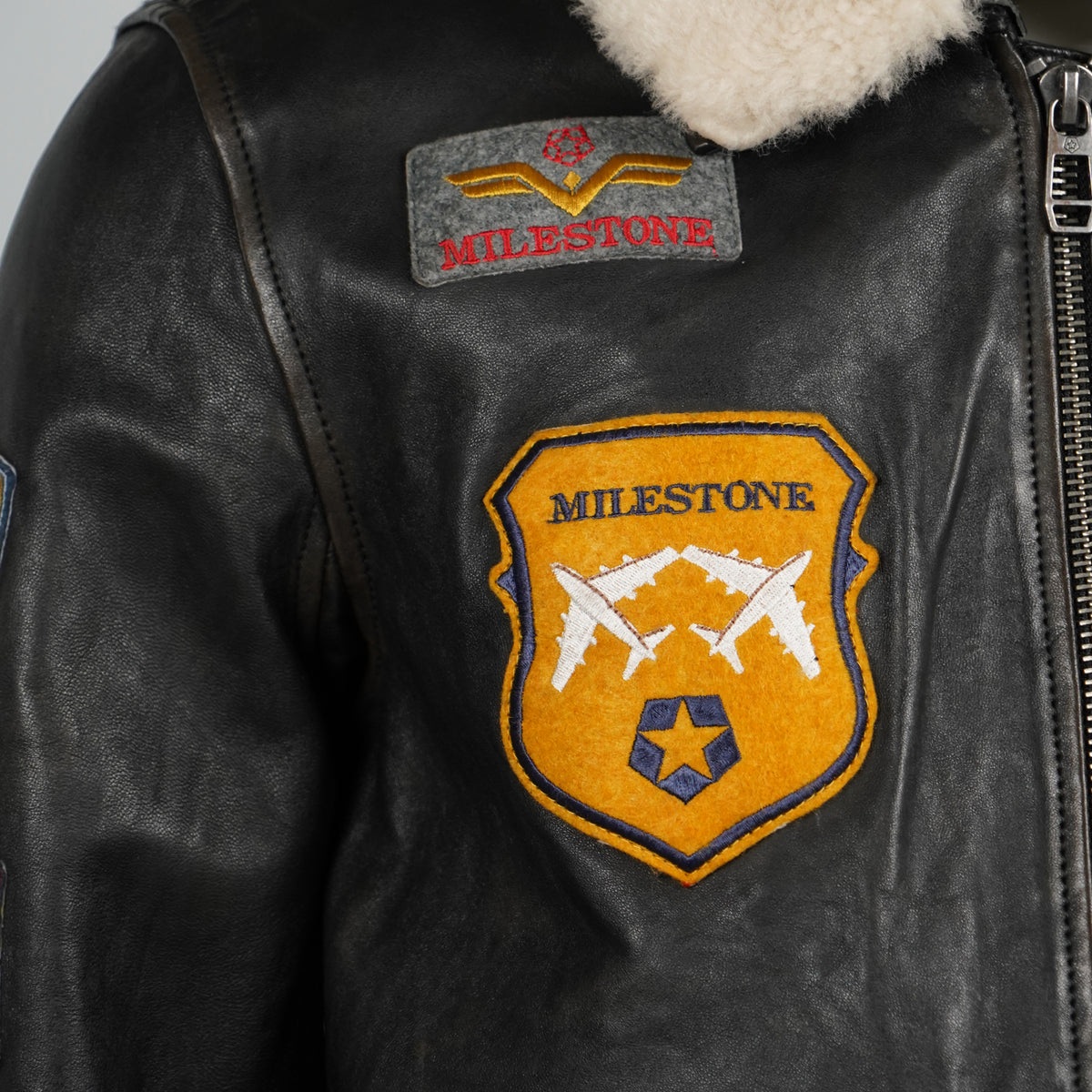 Giubbotto in Pelle Milestone Matti 531070604009801 Colore 99 Nero Aviator Top Gun