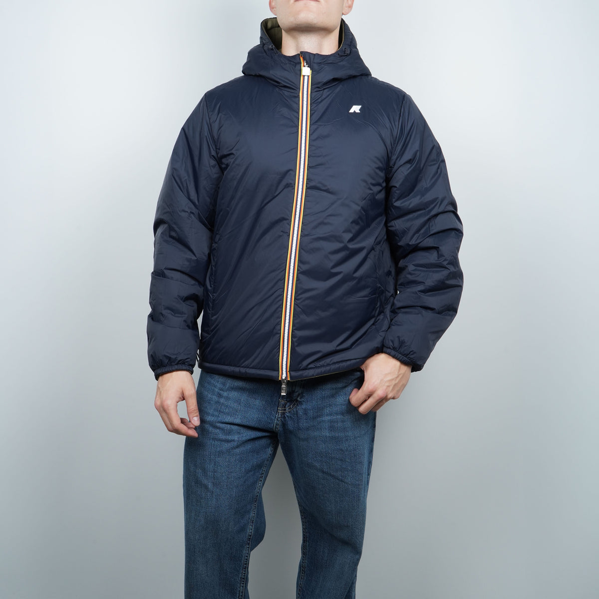 Giubbotto Kway Jack Spacer Nylon Double k8142yw D07 Verde Militare e Blu Navy