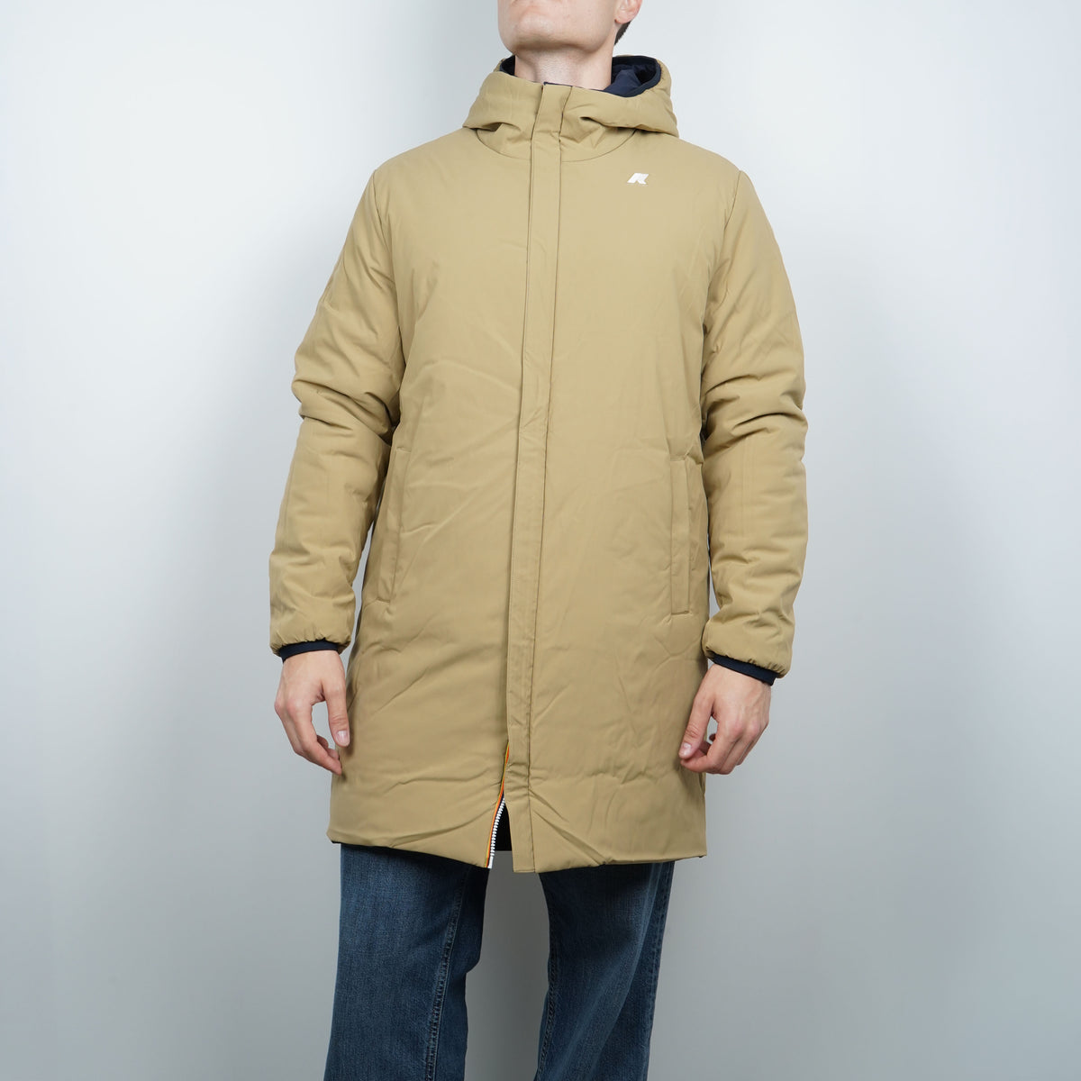 Giubbotto Lungo Kway Jacob ST Warm Double k6128ww D0V Blu Navy e Beige Khaki