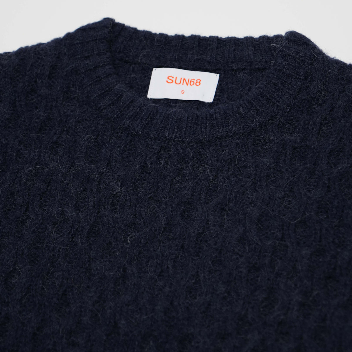 Maglione Girocollo SUN68 Crewneck Fancy Knit Alpaca Soft Touch K46155-07 Navy Blue