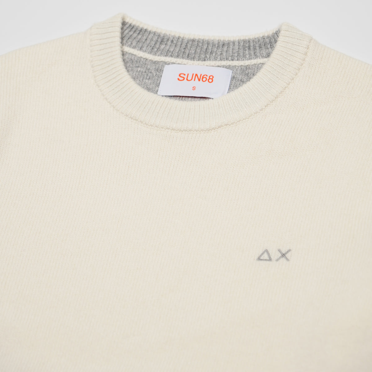Maglione Girocollo SUN68 Sweater Warm Wool K46112-31 Bianco Panna in Lana e Cashmere