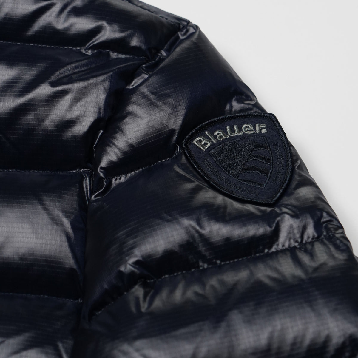 Piumino Blauer Adams Blu Navy Lucido con Cappuccio