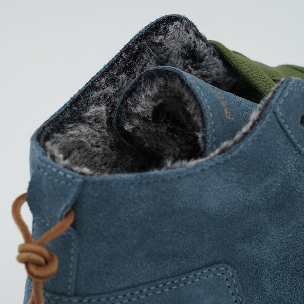 Polacchino Panchic Icon P001M036 T006 Denim Blu in Camoscio con Fodera Faux Fur, Lacci Verde Militare e Suola EVA