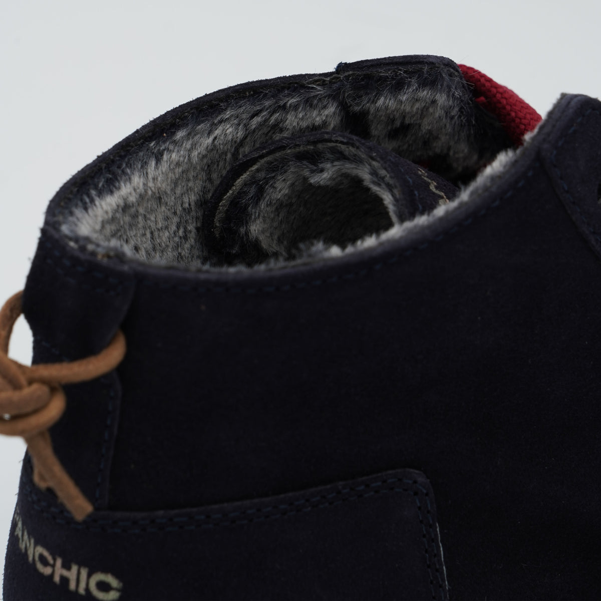 Polacchino Panchic Icon P001M036 T025 Space Blu in Camoscio con Fodera Faux Fur, Lacci Bordeaux e Suola EVA