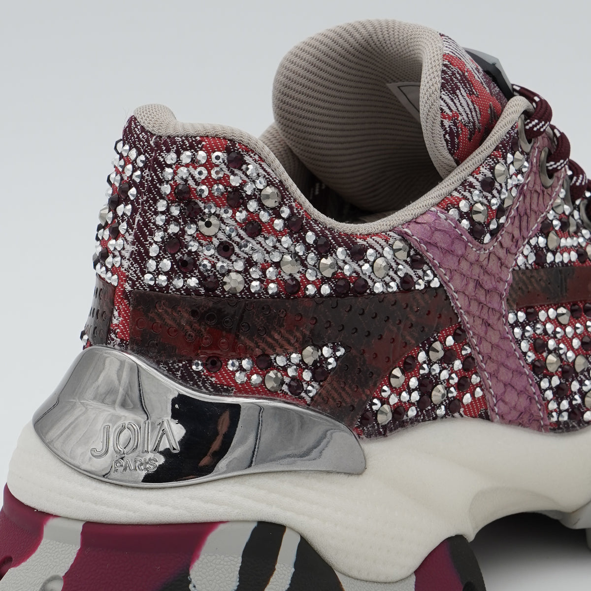 Sneakers Joia Paris 202602W101 Jewel Bordeaux con Strass e Suola Chunky