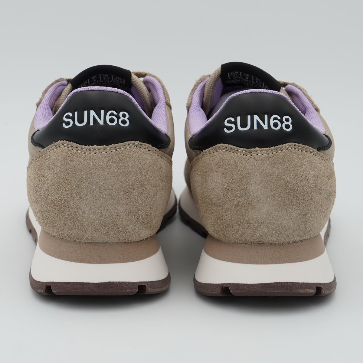 Sneakers SUN68 Ally Solid Z46201 77 Beige Scuro in Suede e Nylon con Logo Ricamato e Suola Running in EVA