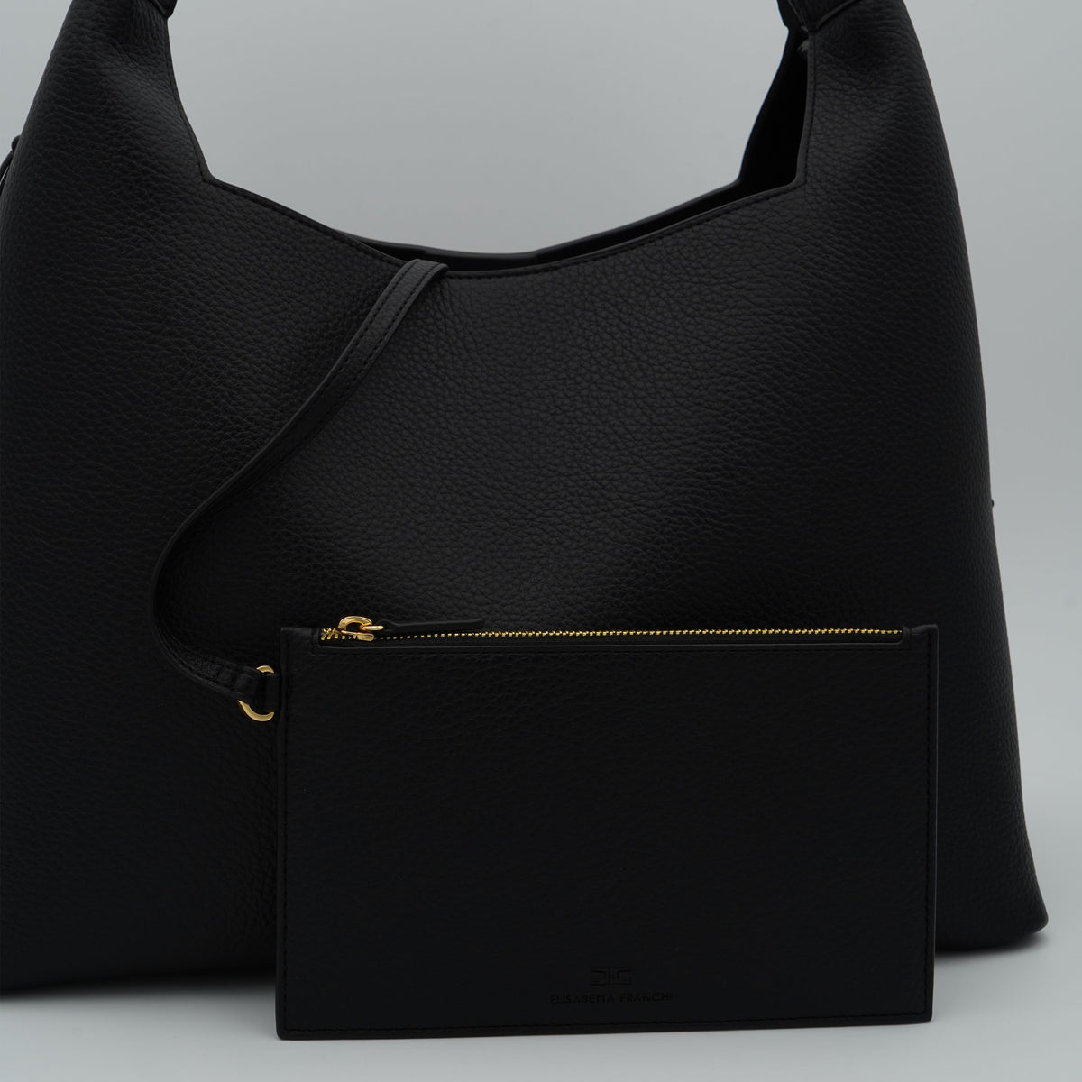 Borsa a Spalla Elisabetta Franchi BS23A66E2 Nera con Logo Oro