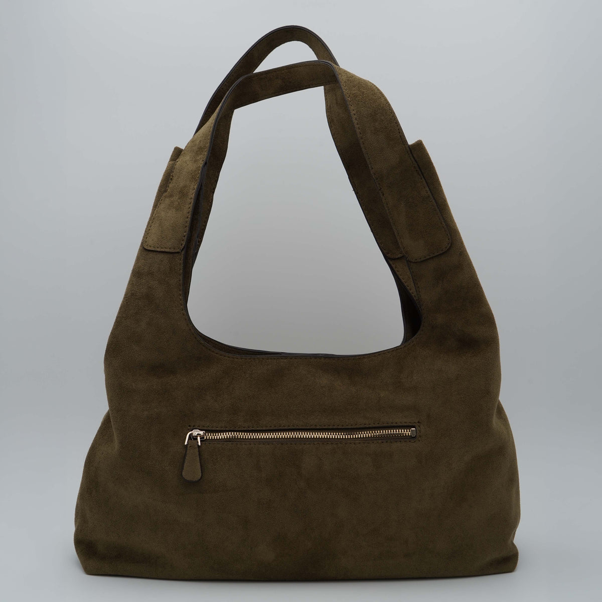 Borsa a Spalla Guess Sunset Maxi Hobo HWSG2314020 Olive Verde Oliva Effetto Camoscio con Morsetto Dorato