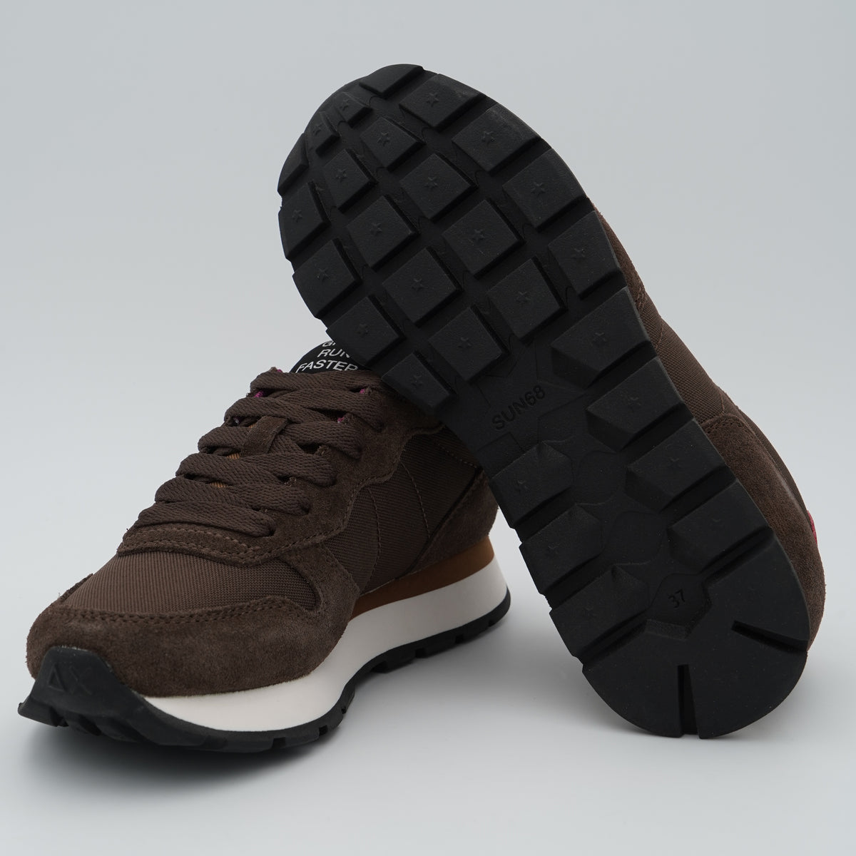 Sneakers SUN68 Ally Solid Z46201 08 Marrone in Suede e Nylon con Logo Ricamato e Suola Running in EVA