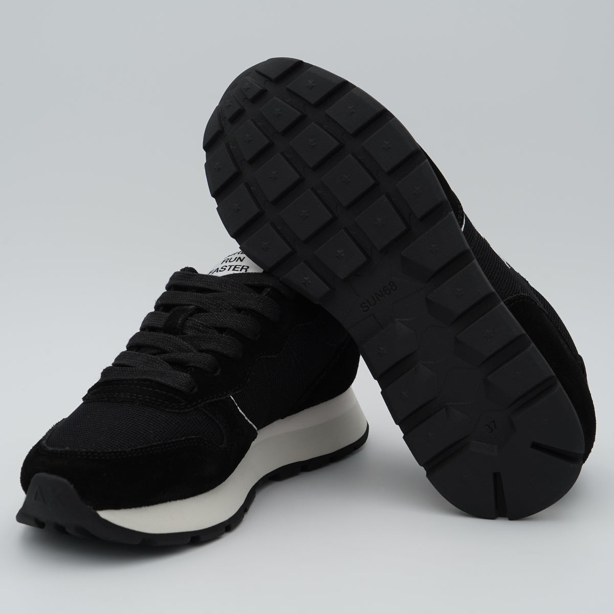 Sneakers SUN68 Ally Glitter Textile Z46204 11 Nero in Suede e Lurex con Logo Ricamato e Suola Running in EVA