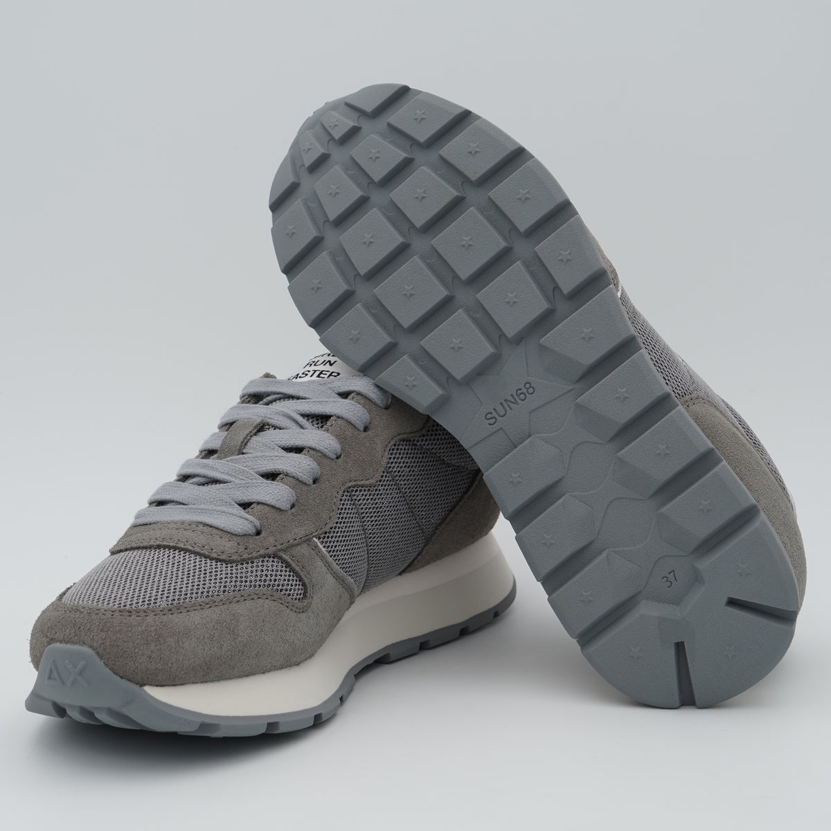 Sneakers SUN68 Ally Glitter Textile Z46204 34 Grigio Medio in Suede e Lurex con Logo Ricamato e Suola Running in EVA
