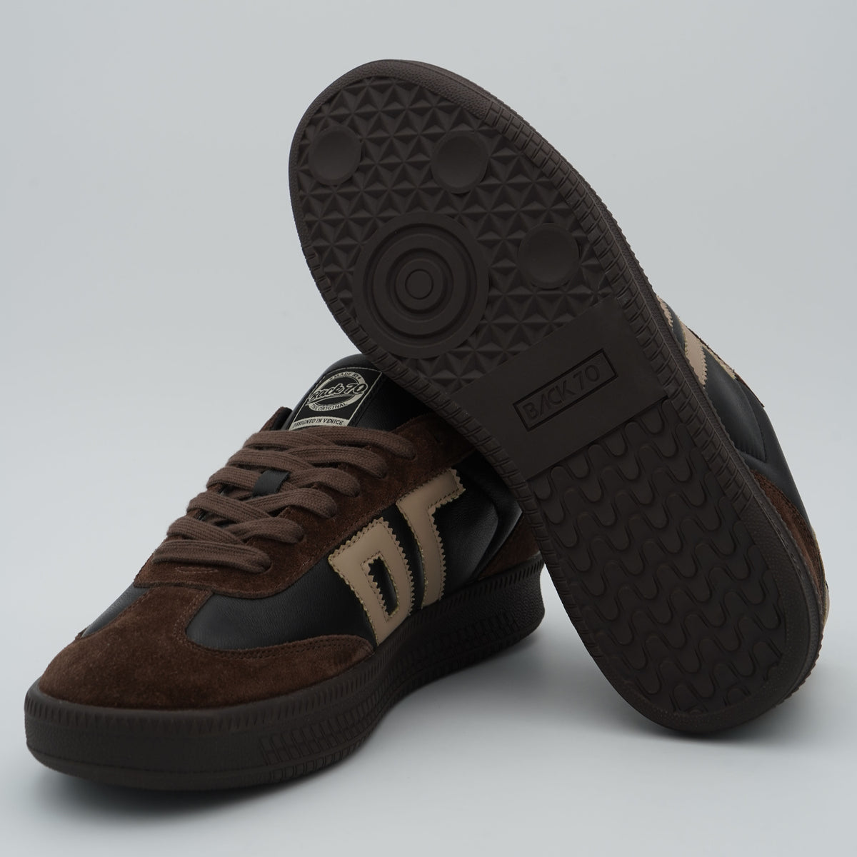 Sneakers Back 70 Double 108028-000035 Vegetal Black Beige in Pelle e Suede