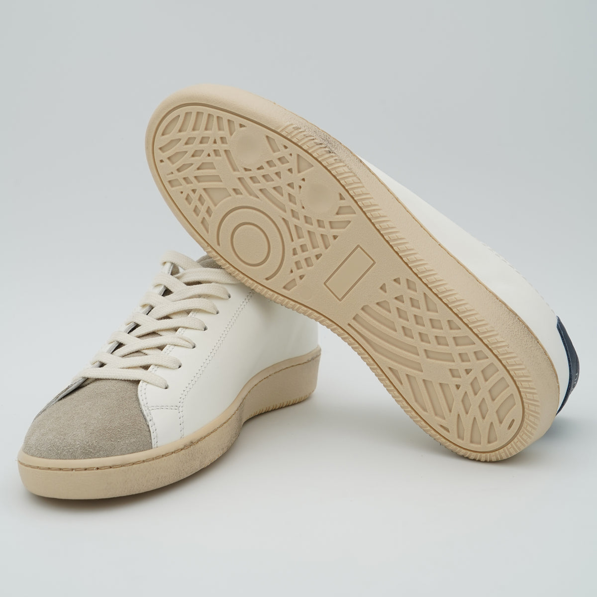 Sneakers Dondup PL0694U003 Bianche con Dettagli Beige e Blu