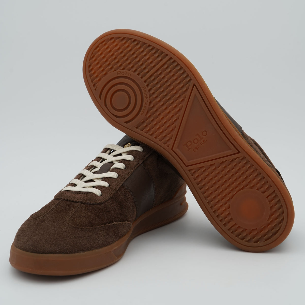 Sneakers Polo Ralph Lauren Heritage Aera 809-973707-001 Marrone in Camoscio e Pelle con Suola Gum