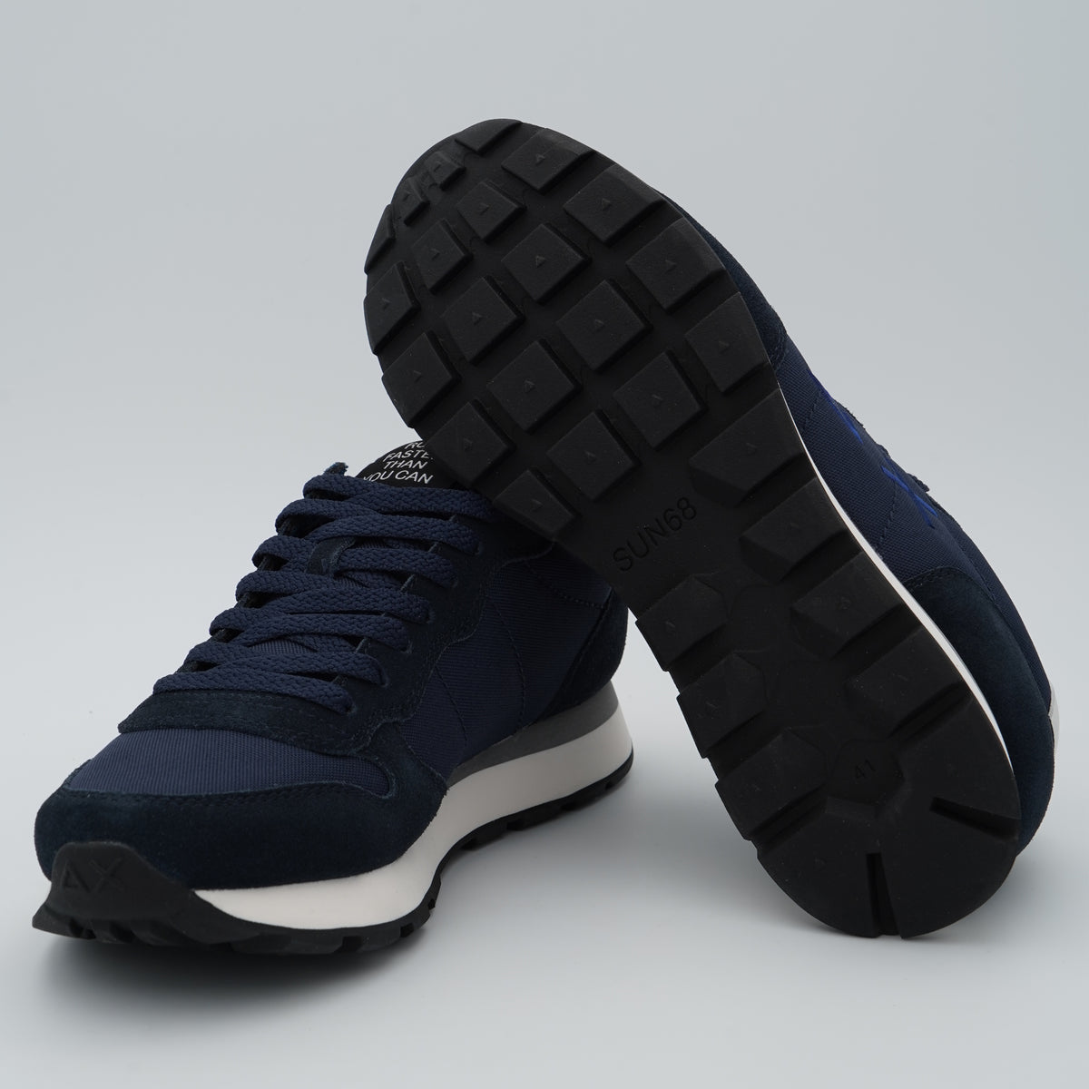 Sneakers SUN68 Tom Solid Z46101 07 Navy Blue in Nylon e Suede con Logo Ricamato e Suola EVA