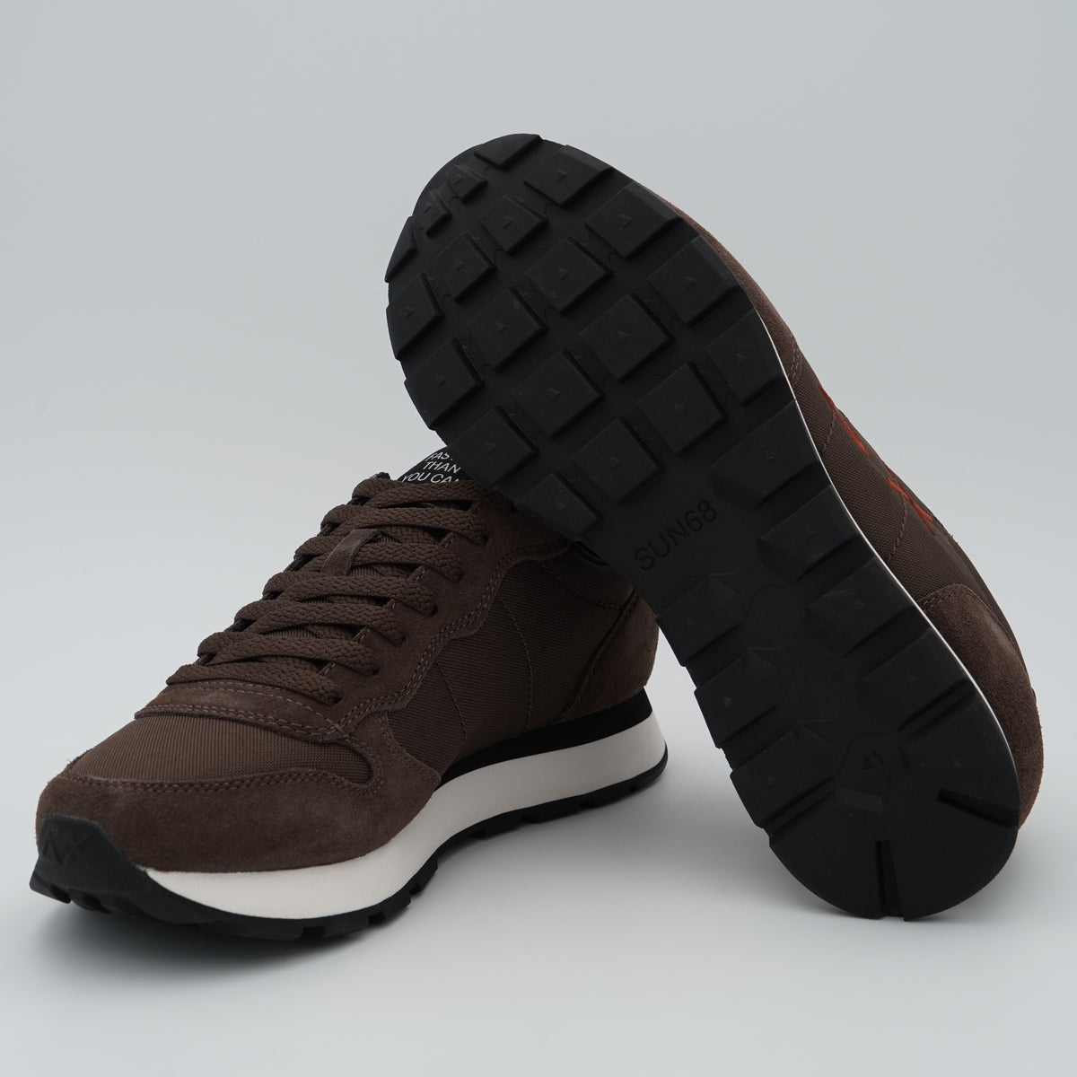 Sneakers SUN68 Tom Solid Z46101 08 Marrone in Nylon e Suede con Logo Ricamato e Suola EVA