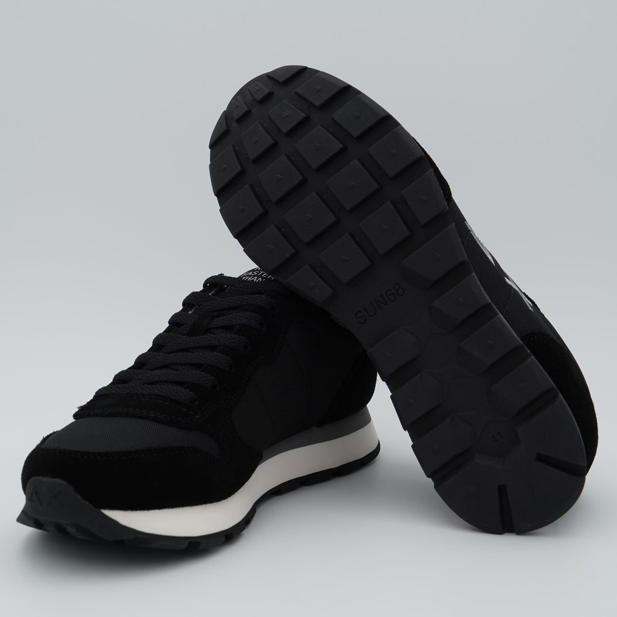 Sneakers SUN68 Tom Solid Z46101 11 Nero in Nylon e Suede con Logo Ricamato e Suola EVA