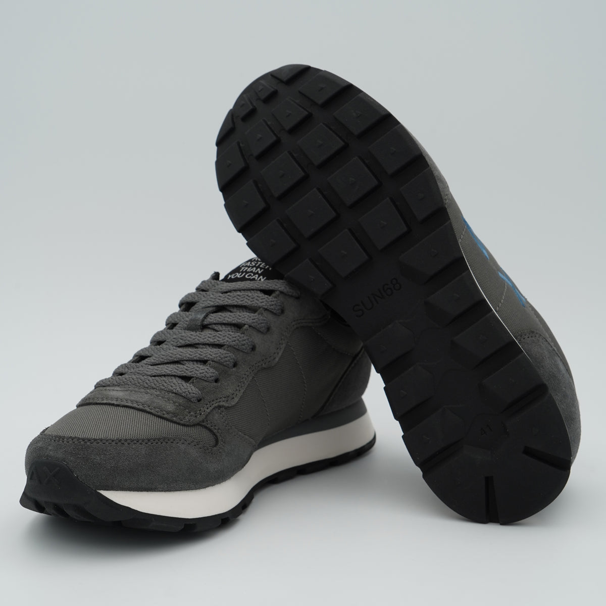 Sneakers SUN68 Tom Solid Z46101 47 Grigio Scuro in Nylon e Suede con Logo Ricamato e Suola EVA