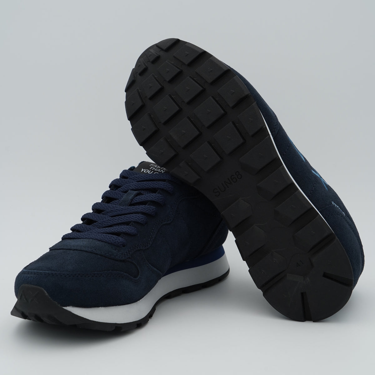 Sneakers SUN68 Tom Suede Z46106 07 Blu Navy in Camoscio con Logo Ricamato e Suola EVA