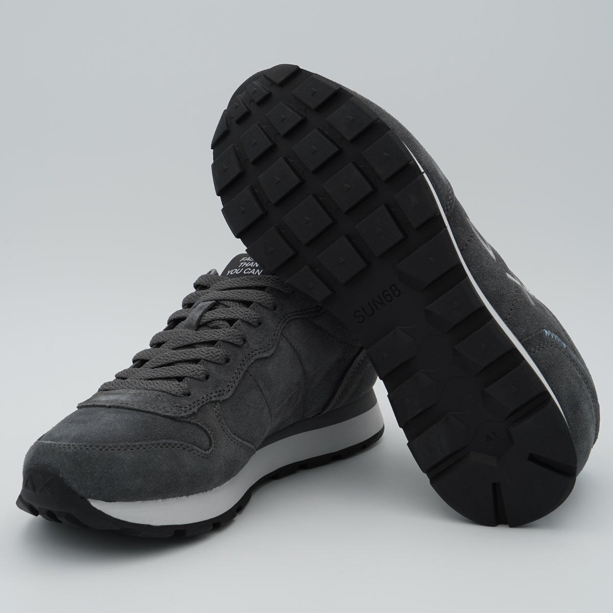 Sneakers SUN68 Tom Suede Z46106 47 Grigio Scuro in Camoscio con Logo Ricamato e Suola EVA
