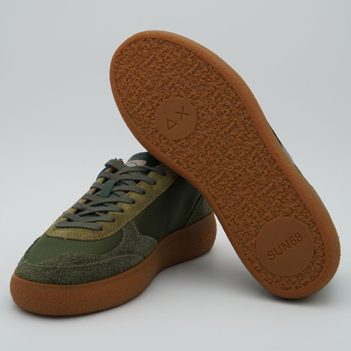Sneakers SUN68 Luis Nylon Z46157 74 Militare Scuro in Nylon, Suede ed Ecopelle con Suola Gum