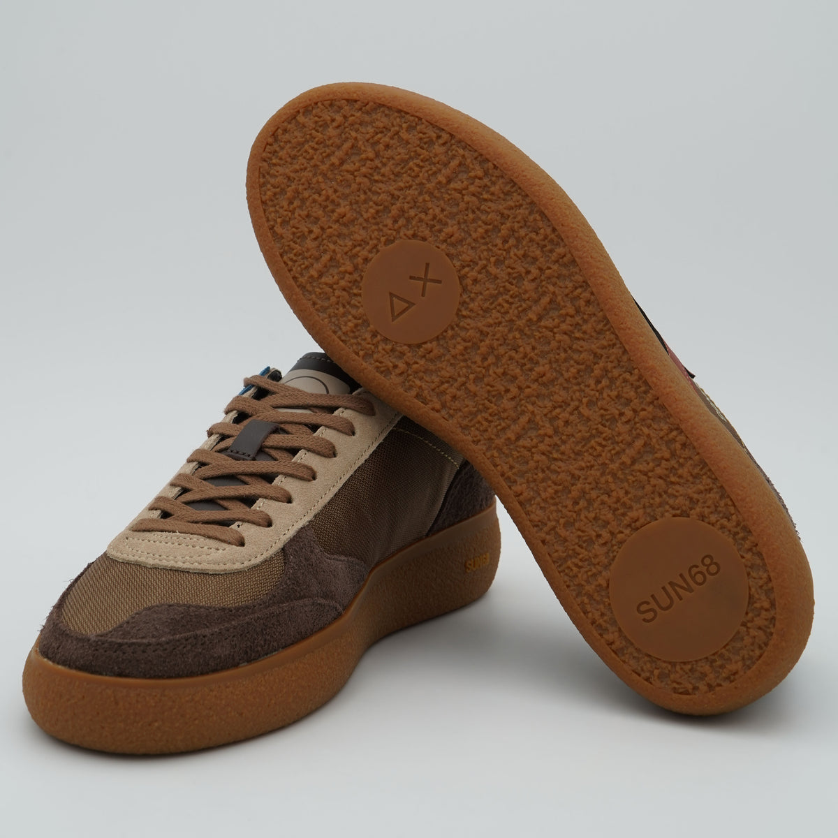 Sneakers SUN68 Luis Nylon Z46157 93 Volpe Marrone in Nylon, Suede ed Ecopelle con Suola Gum