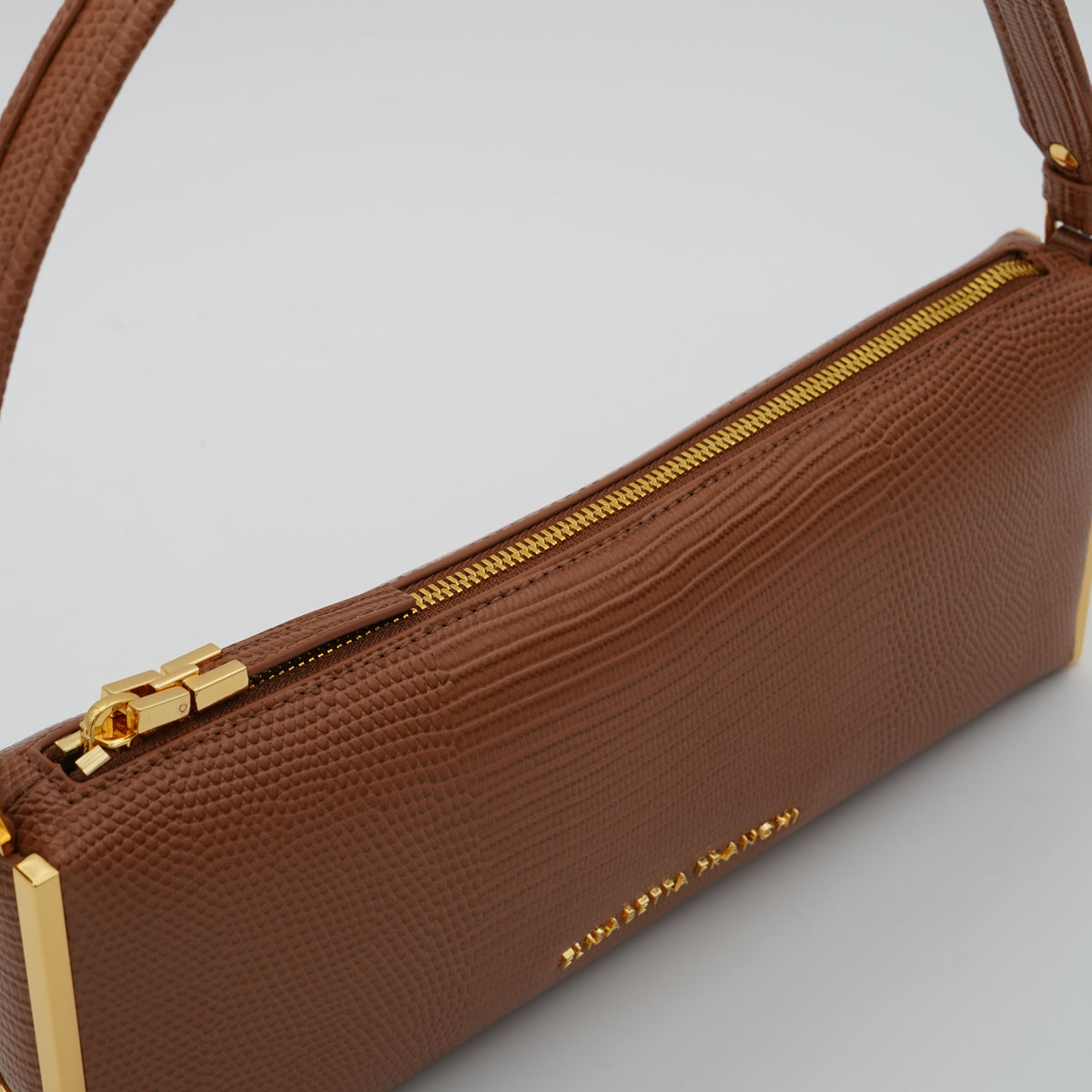 Borsa a Spalla Elisabetta Franchi BS15A66E2 Sigaro Effetto Rettile con Dettagli Oro