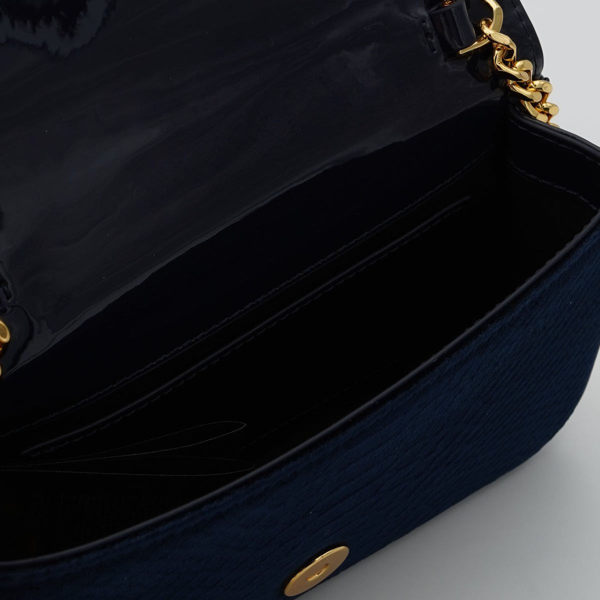 Borsa a Tracolla Elisabetta Franchi BS20A67E2 Blu Notte Effetto Velluto con Dettagli Oro