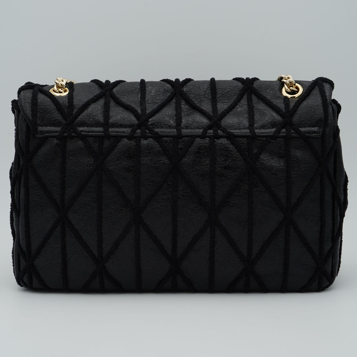 Borsa Ermanno Firenze by Ermanno Scervino Belen Flap Bag 12402280 Nera con Patta, Trama Geometrica e Catena Dorata